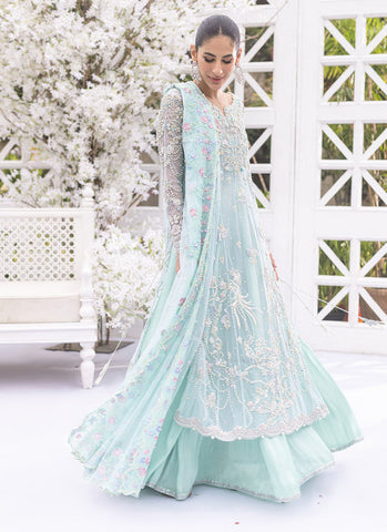 Aqua Mint Ethereal Glamour With Exquisite Tulle & Tissue Ensemble