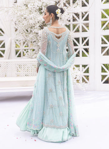 Aqua Mint Ethereal Glamour With Exquisite Tulle & Tissue Ensemble