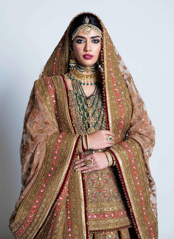 Antique Tissue Lehnga Ensemble, Exquisite Resham, Zardozi, and Gotta Detailing