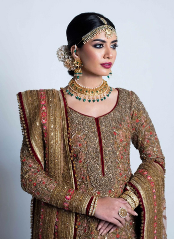 Antique Tissue Lehnga Ensemble, Exquisite Resham, Zardozi, and Gotta Detailing