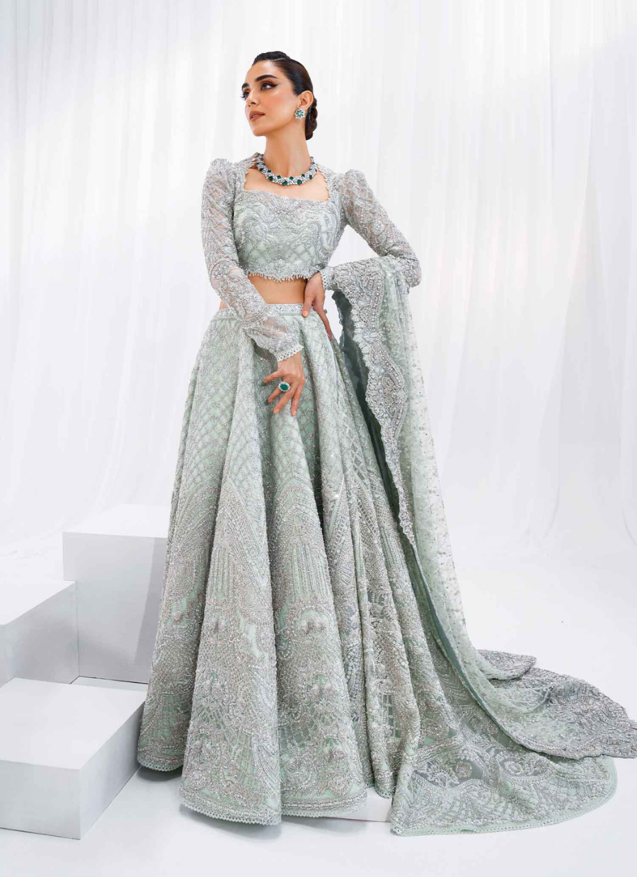 Mint Green Elegance in Net