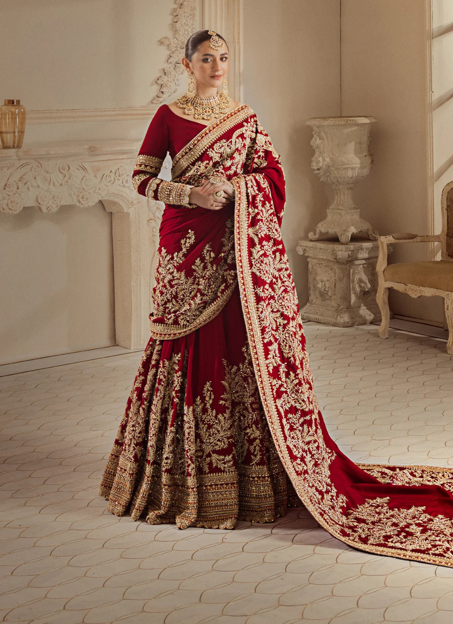 Ruby Red Lehnga Saari Elegance