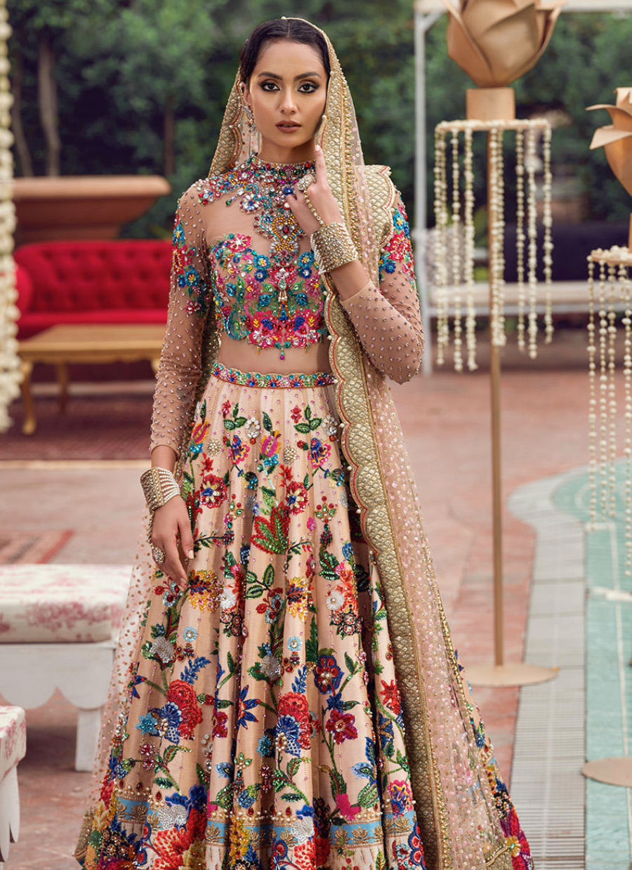 Bedazzled Sheer Choli and Lehnga with Handworked Crystals