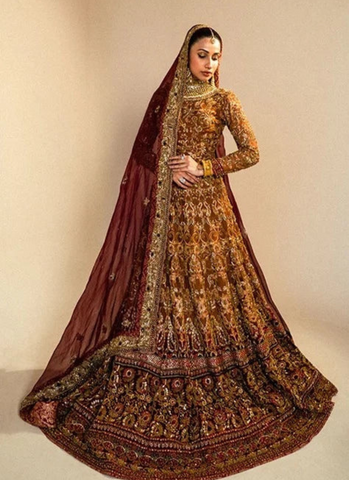 Burnt Orange Embellished Lehenga Choli, Premium Pakistani Bridal Dress