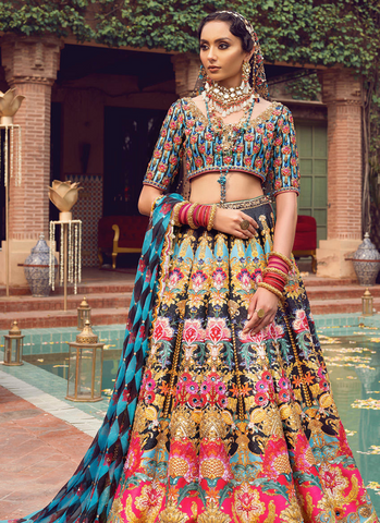 Bold Blue and Black Ensemble with Exquisite Dupattas