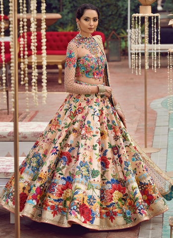 Bedazzled Sheer Choli and Lehnga with Handworked Crystals