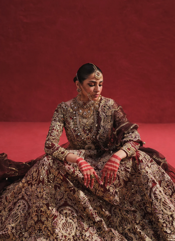 Crimson Passion A Detailed Elegance in Red and Gold Lehenga for Your Wedding Day