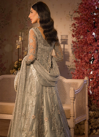 Bridal Wear Grey Lehenga Gown Pakistani Bridal Dresses