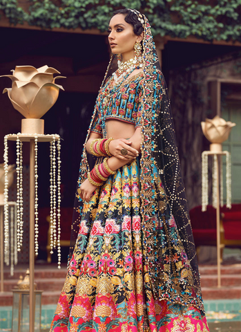 Bold Blue and Black Ensemble with Exquisite Dupattas