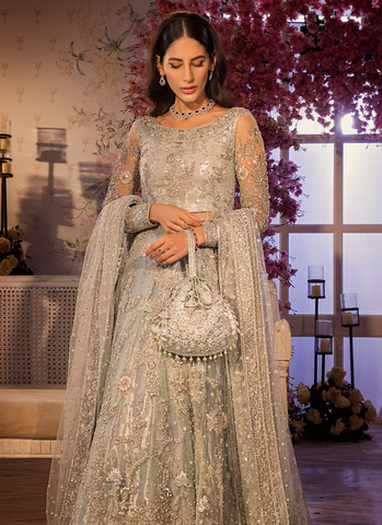 Bridal Wear Grey Lehenga Gown Pakistani Bridal Dresses