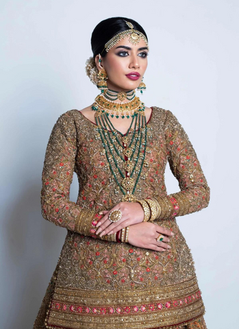 Antique Tissue Lehnga Ensemble, Exquisite Resham, Zardozi, and Gotta Detailing