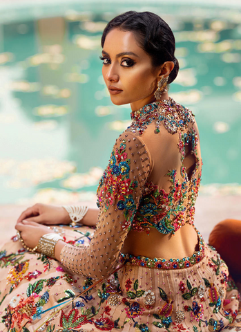 Bedazzled Sheer Choli and Lehnga with Handworked Crystals