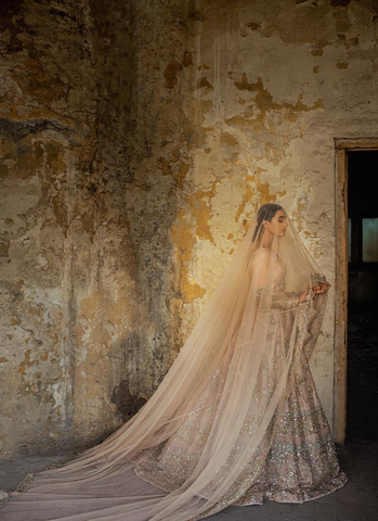 Blush Pink Silk Organza Bridal Ensemble