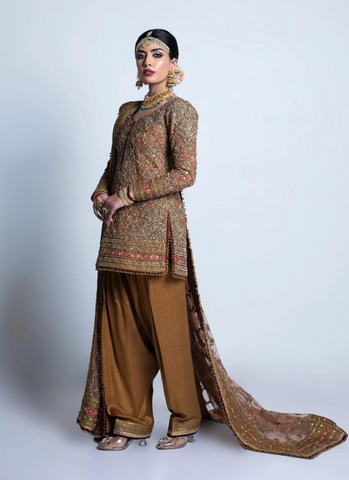 Antique Tissue Lehnga Ensemble, Exquisite Resham, Zardozi, and Gotta Detailing