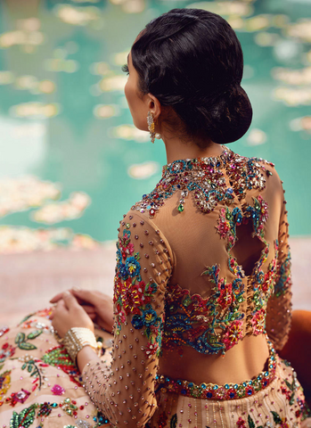 Bedazzled Sheer Choli and Lehnga with Handworked Crystals