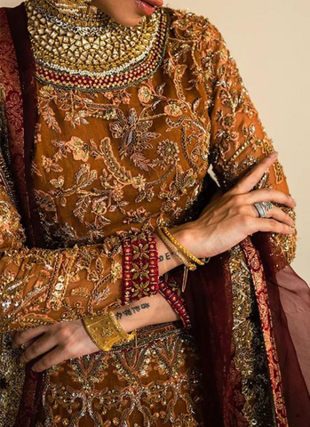 Burnt Orange Embellished Lehenga Choli, Premium Pakistani Bridal Dress