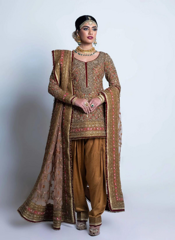 Antique Tissue Lehnga Ensemble, Exquisite Resham, Zardozi, and Gotta Detailing