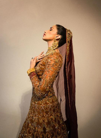 Burnt Orange Embellished Lehenga Choli, Premium Pakistani Bridal Dress