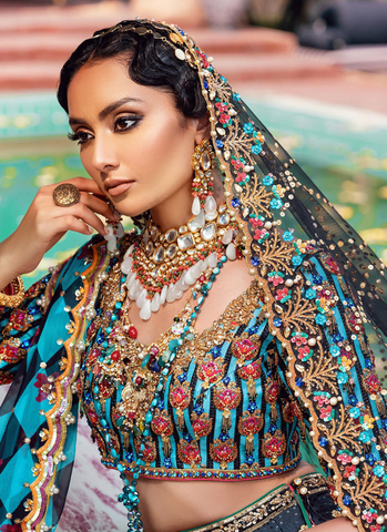 Bold Blue and Black Ensemble with Exquisite Dupattas